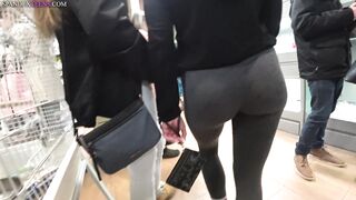 PERFECT Teen Ass in Grey Spandex Leggings