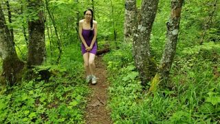 Desperate Outdoor Piss in my Purple Dress