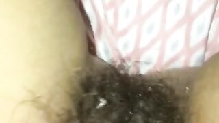 Super Wet Hairy Teen Pussy Close up