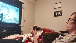 Sucking Step Brother's Cock while he Plays GTA