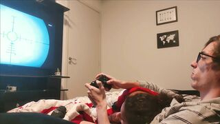 Sucking Step Brother's Cock while he Plays GTA