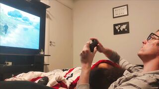 Sucking Step Brother's Cock while he Plays GTA