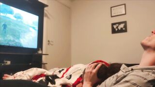 Sucking Step Brother's Cock while he Plays GTA