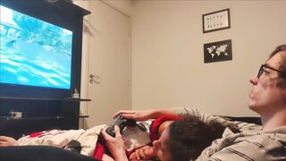 Sucking Step Brother's Cock while he Plays GTA