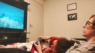 Sucking Step Brother's Cock while he Plays GTA