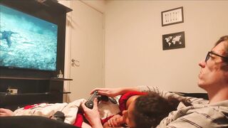 Sucking Step Brother's Cock while he Plays GTA