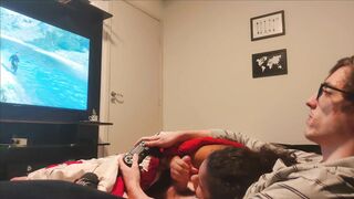 Sucking Step Brother's Cock while he Plays GTA