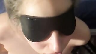 Blindfolded Girl Gets Cum on her Face