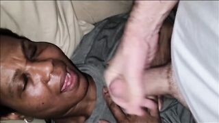 White Guy gives Ebony MILF Big Facial