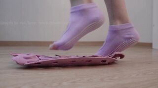 Crushing Egg Carton Wearing Yoga Socks | TrissTV on ManyVids