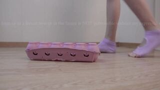 Crushing Egg Carton Wearing Yoga Socks | TrissTV on ManyVids