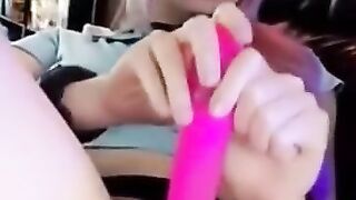 PINK HAIR TEEN LOVES MASTURBATING USING PINK DILDO ON SNAPCHAT