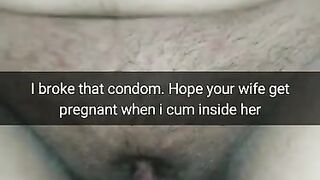 I Fuck Cheating Wife with a Broken Condom! Hope she get Pregnant after my Crerampie!