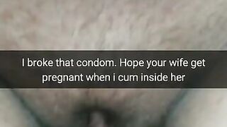 I Fuck Cheating Wife with a Broken Condom! Hope she get Pregnant after my Crerampie!