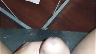 Stroking m black cock and cummig