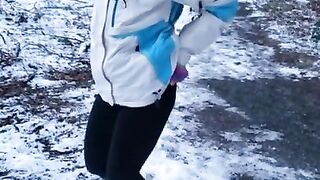 Snowy Piss at Dusk in the Woods of Canada