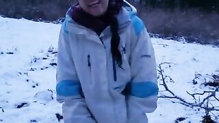 Snowy Piss at Dusk in the Woods of Canada