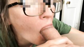 She Pulls back the Foreskin Tightly to Finish Him, Cum in Mouth, Swallow Blowjob, Mushroom