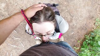 Wife on a Leash Swallows every Drop in Public | Nature Trail Blowjob Fetlife PAWG