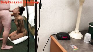 BTS Blowjob Cheating Ebony Girlfriend Sucking Big White Cock