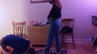 Ballbusting in Converse | Amateur Couple Ball Kicking Squeezing Kneeing