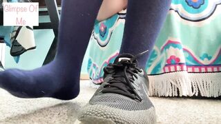 Bare Foot, Putting on Knee High Socks, and Nike Shoes - Glimpseofme