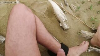 My big cock on the beach, voyeurs and milf