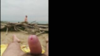 My big cock on the beach, voyeurs and milf