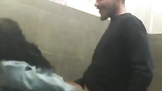 Black girl fucks white cock in club restroom