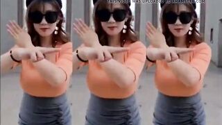 Chinese Girl Dancing and Shaking Her Big Boobs