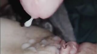 MILF Gets Fucked in the Sofa and Gets a Cumshot (Slowmotion) Cum on Pussy, Huge Cumshot