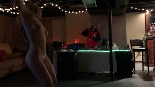 Sexy Slut Dances Nude in Front of DJ at Club