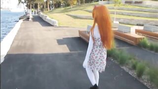 Kigurumi girl in the park :3