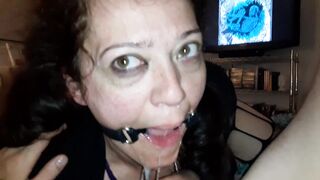 Hot MILF Open Mouth Gag Sloppy Deepthroat