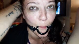 Hot MILF Open Mouth Gag Sloppy Deepthroat