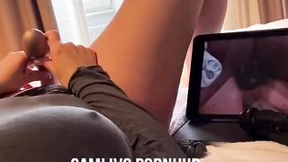 Swedish Girl Watching Porn and Masturbates, Loud Moaning Orgasm