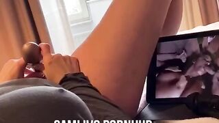 Swedish Girl Watching Porn and Masturbates, Loud Moaning Orgasm