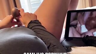 Swedish Girl Watching Porn and Masturbates, Loud Moaning Orgasm