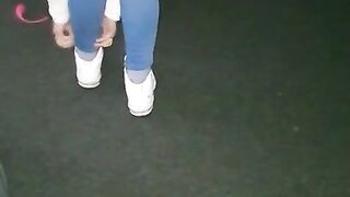 Step Mom Risky Handjob in Mall make Step Son Dick Cum on her Jeans