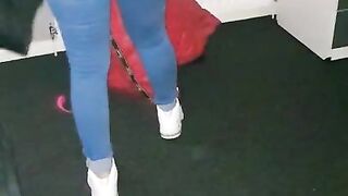 Step Mom Risky Handjob in Mall make Step Son Dick Cum on her Jeans