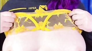 Adorable Chubby EMO Yellow Lingerie STRIPTEASE Closeup SUPER GRIP PUSSY DILDO FUCK