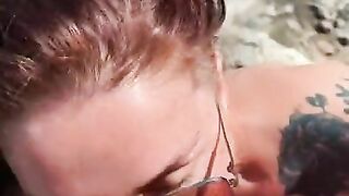 Amateur Blowjob on the Beach with Cumshot my Ass KleoModel