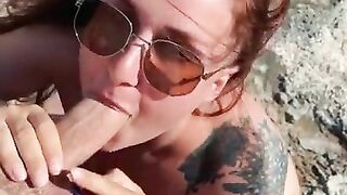 Amateur Blowjob on the Beach with Cumshot my Ass KleoModel