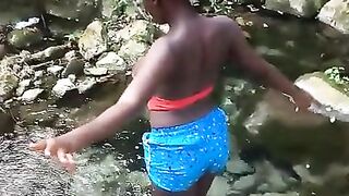 Hot Sexy Ebony Teen Takes out Huge Boobs Camping Trip