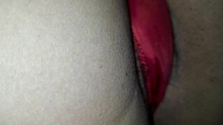 Red Satin Panties (Hairy Pussy Flash)