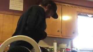 Cum slut creampied in kitchen