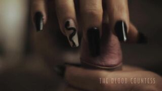 black long nails handjob (close up ruined orgasm)