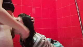 Trash Slut Sucks in the Mall Toilet