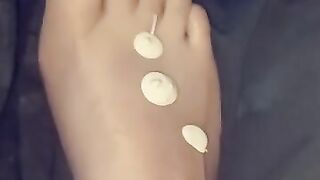 Putting Lotion on my Foot