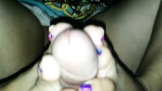 Homemade purple toejob on uncut dick (comment)